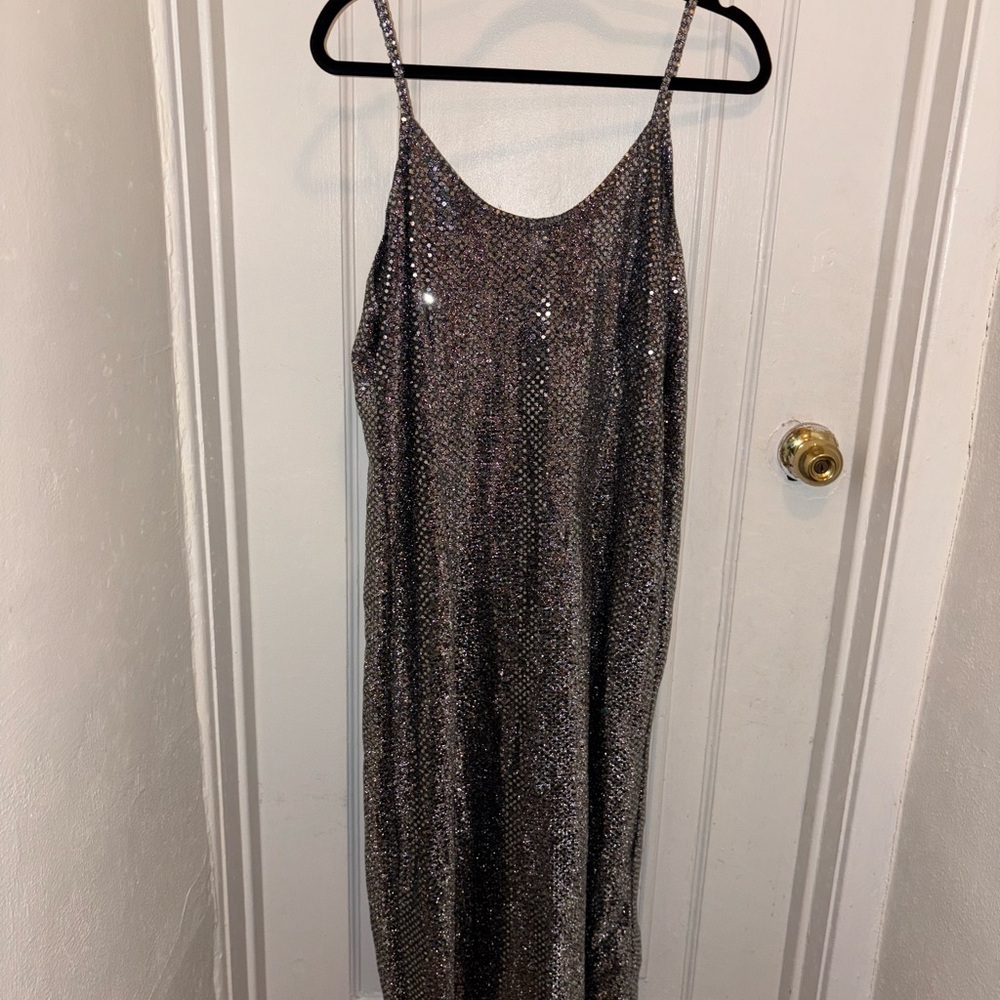 Vintage 80s Silver Sequin Dress
